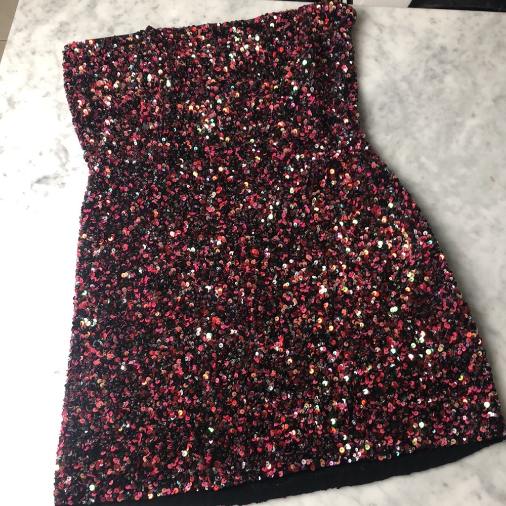 Retrofete Multicolor sequin Strapless Mini Dress Size 4 - Picture 4 of 12